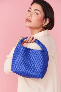 JAYLEY Faux Leather Hand Woven Mini Tote Shopper