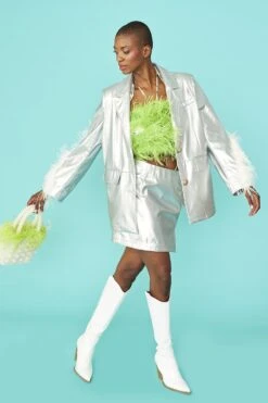 JAYLEY Faux Leather Mini Skirt In Silver -Deals Fabulous Women Wear Store jayley faux leather mini skirt in silver p12790 86651 image