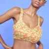 JAYLEY Faux Suede Orange And Green Love Heart Crop Top