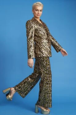 JAYLEY Gold Animal Print Sequin Trousers -Deals Fabulous Women Wear Store jayley gold animal print sequin trousers p13533 91754 image