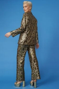 JAYLEY Gold Animal Print Sequin Trousers -Deals Fabulous Women Wear Store jayley gold animal print sequin trousers p13533 91755 image