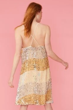 JAYLEY Gold, Champagne And White Sequin Velvet Dress -Deals Fabulous Women Wear Store jayley gold champagne and white sequin velvet dress p12907 87459 image