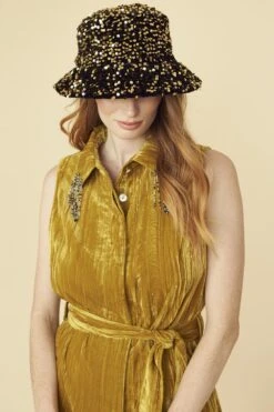 JAYLEY Gold Sequin Bucket Hat -Deals Fabulous Women Wear Store jayley gold sequin bucket hat p13711 92950 image