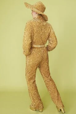 JAYLEY Gold Sequin Cropped Biker Jacket -Deals Fabulous Women Wear Store jayley gold sequin cropped biker jacket p13362 90493 image