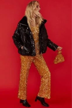JAYLEY Gold Sequin Flares -Deals Fabulous Women Wear Store jayley gold sequin flares p11436 79679 image