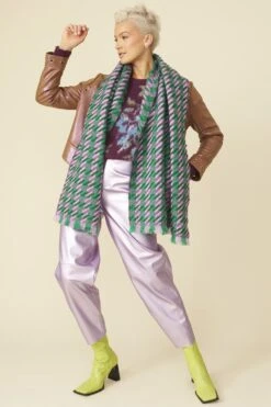 JAYLEY Green Cashmere Blend Check Scarf -Deals Fabulous Women Wear Store jayley green cashmere blend check scarf p12783 86605 image