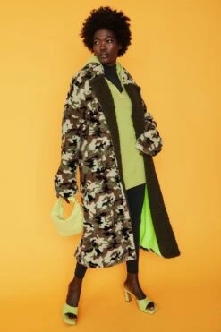 JAYLEY Green Full Length Camo Faux Fur Jacket -Deals Fabulous Women Wear Store jayley green full length camo faux fur jacket p6914 75571 image