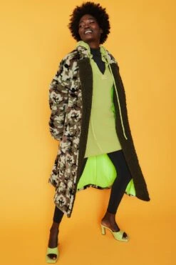 JAYLEY Green Full Length Camo Faux Fur Jacket -Deals Fabulous Women Wear Store jayley green full length camo faux fur jacket p6914 75572 image