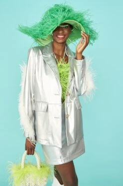 JAYLEY Green Ostrich Feather Flapper Oversized Hat -Deals Fabulous Women Wear Store jayley green ostrich feather flapper oversized hat p12690 85982 image