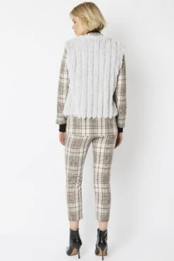 JAYLEY Grey Faux Fur Faux Suede Vertical Stripe Gilet -Deals Fabulous Women Wear Store jayley grey faux fur faux suede vertical stripe gilet p5271 64705 image