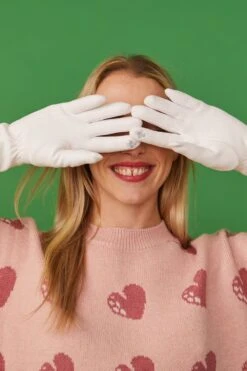 JAYLEY Grey Faux Suede Gloves With Faux Fur Pom -Deals Fabulous Women Wear Store jayley grey faux suede gloves with faux fur pom p11494 80074 image