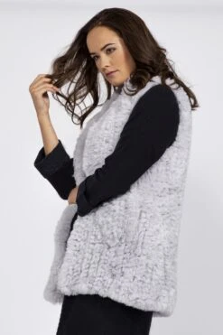 JAYLEY Grey Hand Knitted Faux Fur Gilet -Deals Fabulous Women Wear Store jayley grey hand knitted faux fur gilet p3967 58736 image