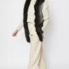 JAYLEY Grey Knitted Fur Trim Gilet