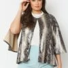JAYLEY Grey Snake Print Faux Suede Cape