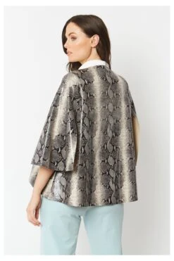 JAYLEY Grey Snake Print Faux Suede Cape -Deals Fabulous Women Wear Store jayley grey snake print faux suede cape p6521 71522 image
