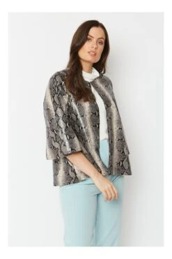 JAYLEY Grey Snake Print Faux Suede Cape -Deals Fabulous Women Wear Store jayley grey snake print faux suede cape p6521 71523 image