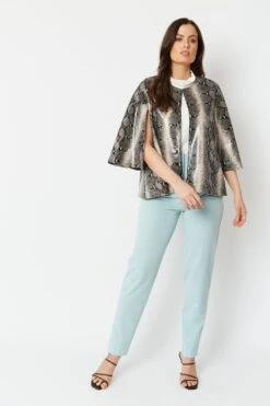JAYLEY Grey Snake Print Faux Suede Cape -Deals Fabulous Women Wear Store jayley grey snake print faux suede cape p6521 71526 image