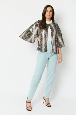 JAYLEY Grey Snake Print Faux Suede Cape -Deals Fabulous Women Wear Store jayley grey snake print faux suede cape p6521 71527 image
