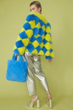 JAYLEY Hand Made Faux Fur Diamond Coat -Deals Fabulous Women Wear Store jayley hand made faux fur diamond coat p12404 90357 image