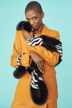 JAYLEY Handcraft Faux Fur Chain Scarf In Zebra Print -Deals Fabulous Women Wear Store jayley handcraft faux fur chain scarf in zebra print p12674 85842 image