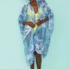 JAYLEY Handmade Blue Tye Die Shibori Lace Kimono