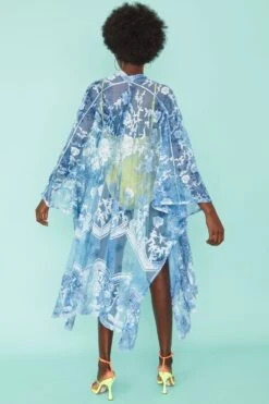 JAYLEY Handmade Blue Tye Die Shibori Lace Kimono -Deals Fabulous Women Wear Store jayley handmade blue tye die shibori lace kimono p10638 74287 image