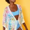 JAYLEY Handmade Multi Coloured Tie Dye Shibori Lace Kimono