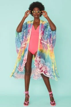JAYLEY Handmade Multi Coloured Tye Die Shibori Lace Kimono -Deals Fabulous Women Wear Store jayley handmade multi coloured tye die shibori lace kimono p10649 74283 image