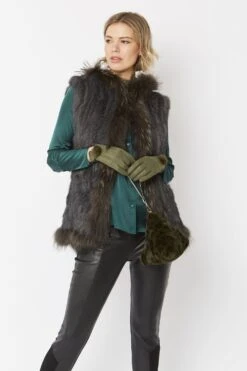 JAYLEY Khaki Faux Suede Gloves With Faux Fur Pom -Deals Fabulous Women Wear Store jayley khaki faux suede gloves with faux fur pom p4584 61124 image