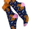 JAYLEY Leopard Print Faux Fur Trim Socks