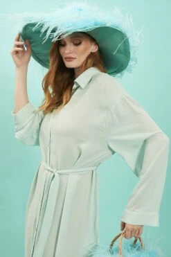 JAYLEY Light Blue Silk Blend Maxi Shirt Dress -Deals Fabulous Women Wear Store jayley light blue silk blend maxi shirt dress p13081 88592 image