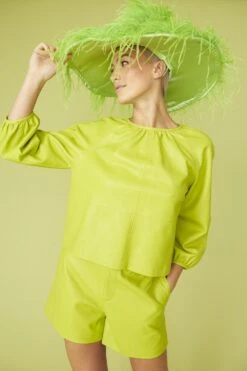 JAYLEY Lime Green Eco Leather Swing Top