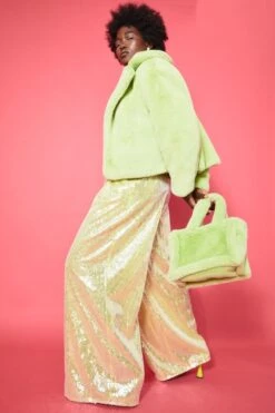 JAYLEY Lime Green Faux Fur Bag -Deals Fabulous Women Wear Store jayley lime green faux fur bag p10821 75669 image