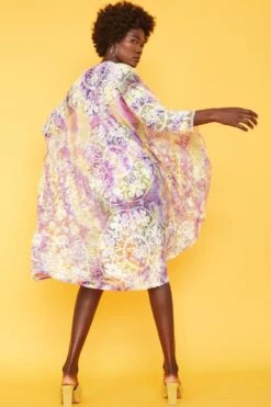 JAYLEY Long Yellow And Purple Handmade Lilly Tie-dye Shibori Lace Kimono -Deals Fabulous Women Wear Store jayley long yellow and purple handmade lilly tie dye shibori lace kimono p10715 74898 image