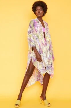 JAYLEY Long Yellow And Purple Handmade Lilly Tie-dye Shibori Lace Kimono -Deals Fabulous Women Wear Store jayley long yellow and purple handmade lilly tie dye shibori lace kimono p10715 74899 image