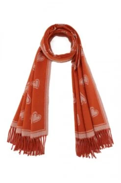 JAYLEY Love Heart Tassel Reversible Cashmere Blend Scarf