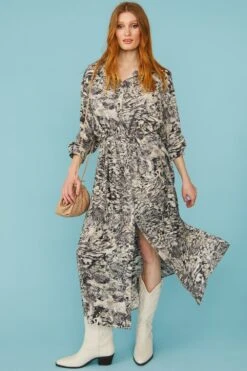 Best Seller -Deals Fabulous Women Wear Store jayley maxi grey silk blend snake print dress p11853 82711 image