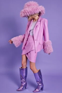 JAYLEY Metallic Pink Mongolian Fur Trim Jacket -Deals Fabulous Women Wear Store jayley metallic pink mongolian fur trim jacket p14688 97280 image