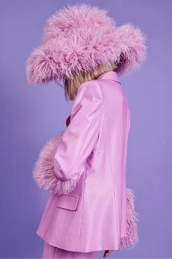 JAYLEY Metallic Pink Mongolian Fur Trim Jacket -Deals Fabulous Women Wear Store jayley metallic pink mongolian fur trim jacket p14688 97281 image
