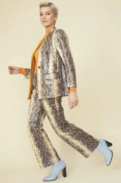 JAYLEY Metallic Snake Print Trousers