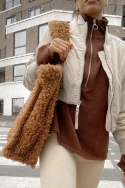 JAYLEY Mocha Borg Tote Bag -Deals Fabulous Women Wear Store jayley mocha borg tote bag p6963 72646 image