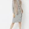 JAYLEY Mocha Faux Fur Faux Suede Vertical Stripe Gilet