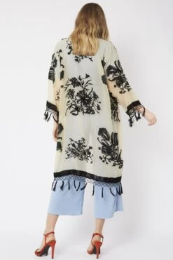 JAYLEY Mocha Long Length Devore Kimono Style Jacket -Deals Fabulous Women Wear Store jayley mocha long length devore kimono style jacket p5644 66883 image