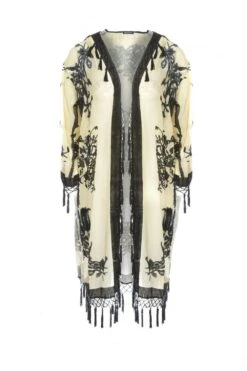 JAYLEY Mocha Long Length Devore Kimono Style Jacket -Deals Fabulous Women Wear Store jayley mocha long length devore kimono style jacket p5644 66885 image