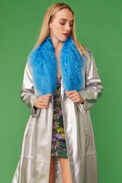 JAYLEY Mongolian Fur Collar In Blue -Deals Fabulous Women Wear Store jayley mongolian fur collar in blue p11477 79946 image