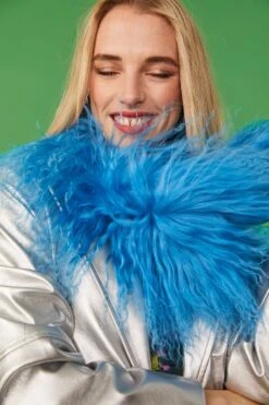 JAYLEY Mongolian Fur Collar In Blue -Deals Fabulous Women Wear Store jayley mongolian fur collar in blue p11477 79947 image