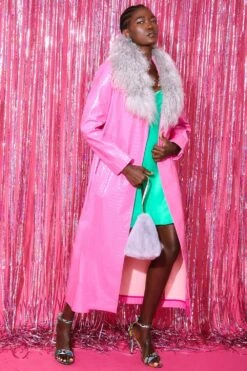 JAYLEY Mongolian Fur Collar In Grey