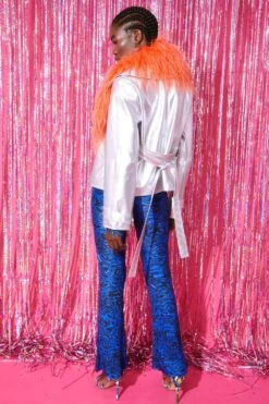 JAYLEY Mongolian Fur Collar In Orange -Deals Fabulous Women Wear Store jayley mongolian fur collar in orange p11117 77696 image