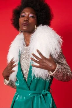 JAYLEY Mongolian Fur Collar In White -Deals Fabulous Women Wear Store jayley mongolian fur collar in white p11440 79714 image