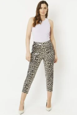 JAYLEY Mono Leopard Leopard Print Faux Suede Trousers